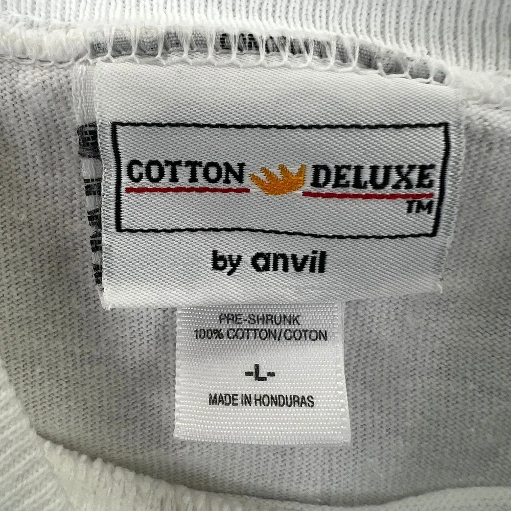 VTG Y2k Cotton Deluxe Anvil White Long Sleeve Mock Neck ACAC Logo T-Shirt Men L